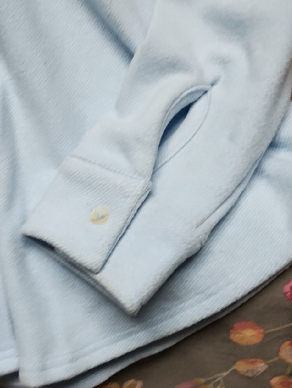 Sonoma Light Blue Women's Super Soft And Stretchy Button-Front Fleece Shirt - Picture 3 of 4